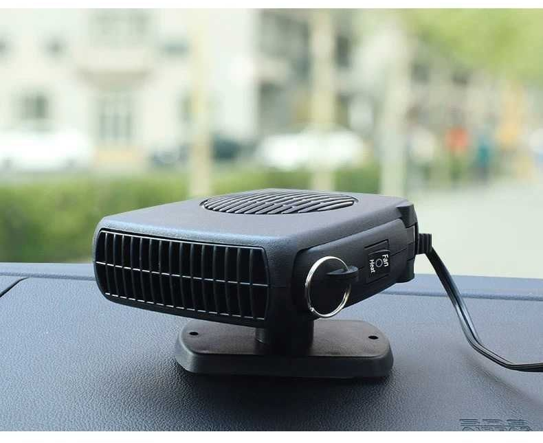 Przenośny ogrzewacz samochodowy, obrotowy 360°, z gniazdem zapalniczki, 12 V, 200 W, czarny - 7
