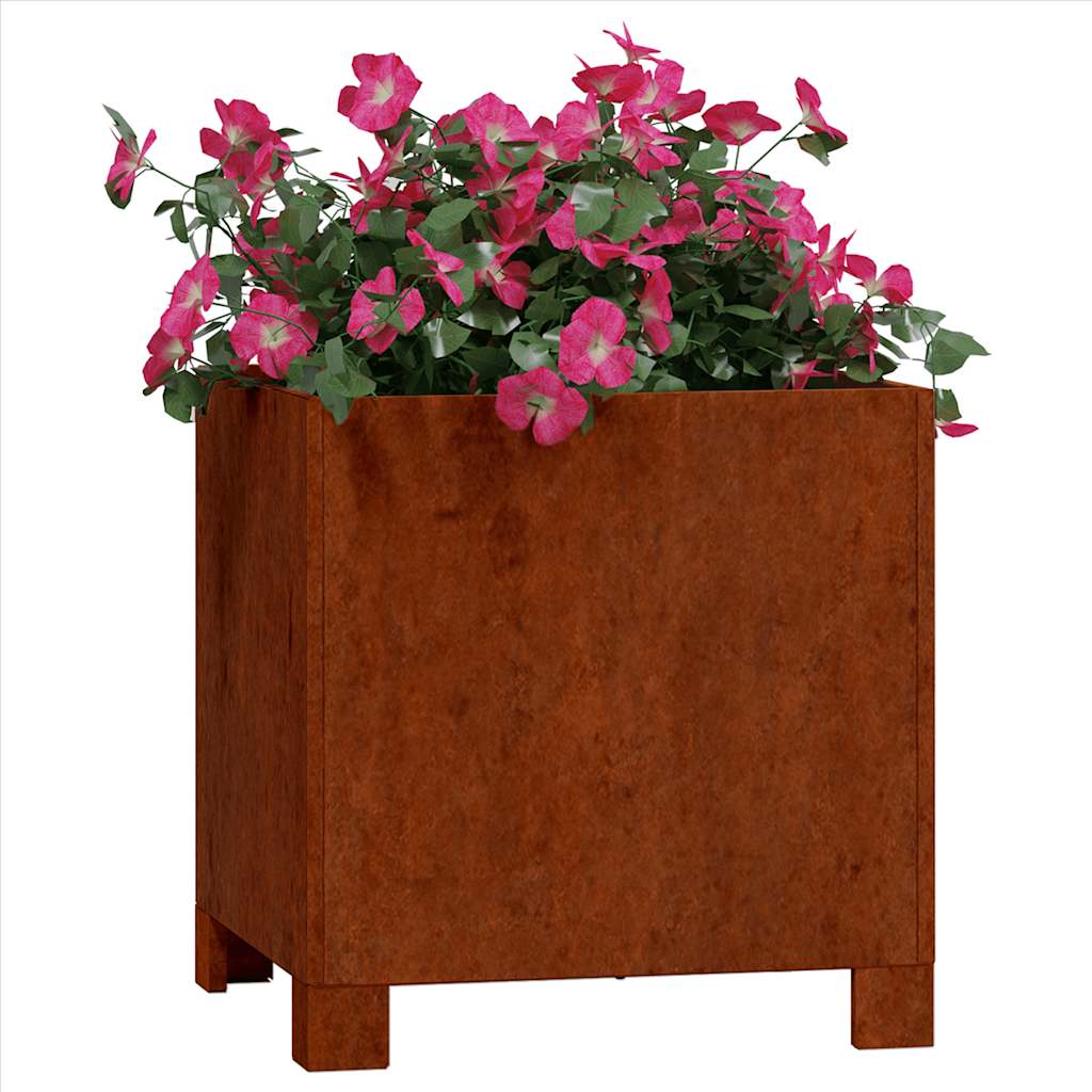 Jardinière, Bac à fleurs, Pot de fleurs avec pieds Rouillé 32x30x33 cm acier corten Couleur évolue n1793l - 3