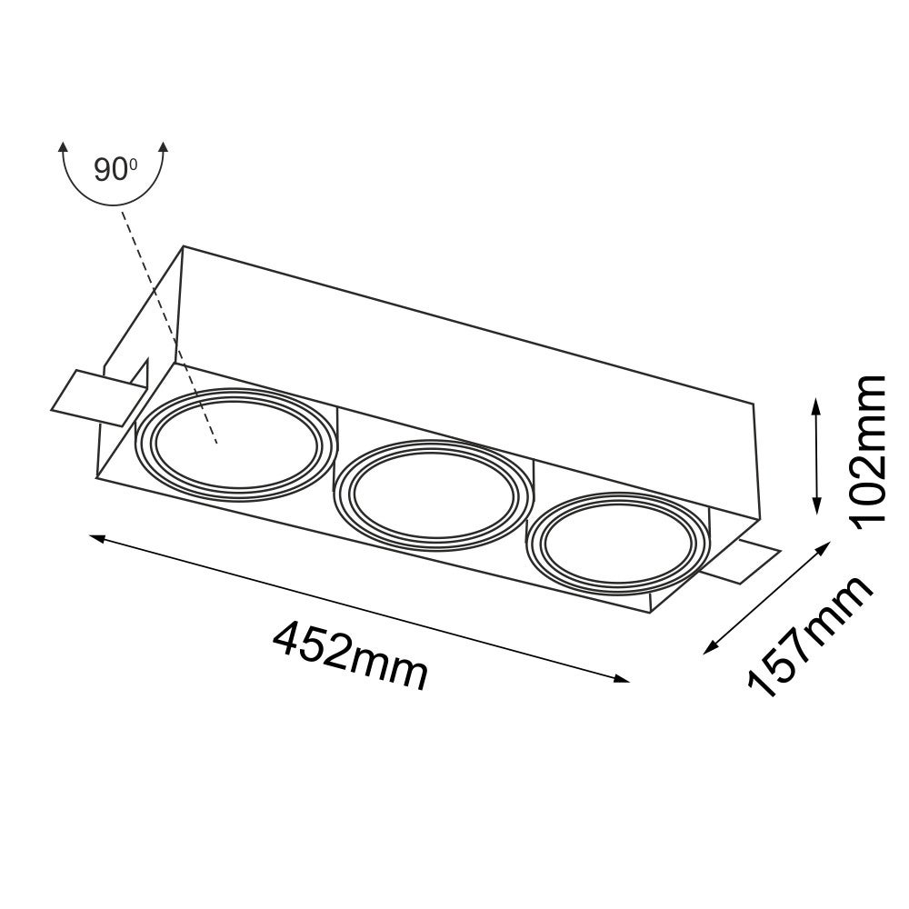 Oprawa sufitowa wpuszczana Komoro czarna 3xGU10x18W prostokątna ruchoma IP20 wym: 10,2 x 45,2 x 15,7 cm metal Shilo - 2