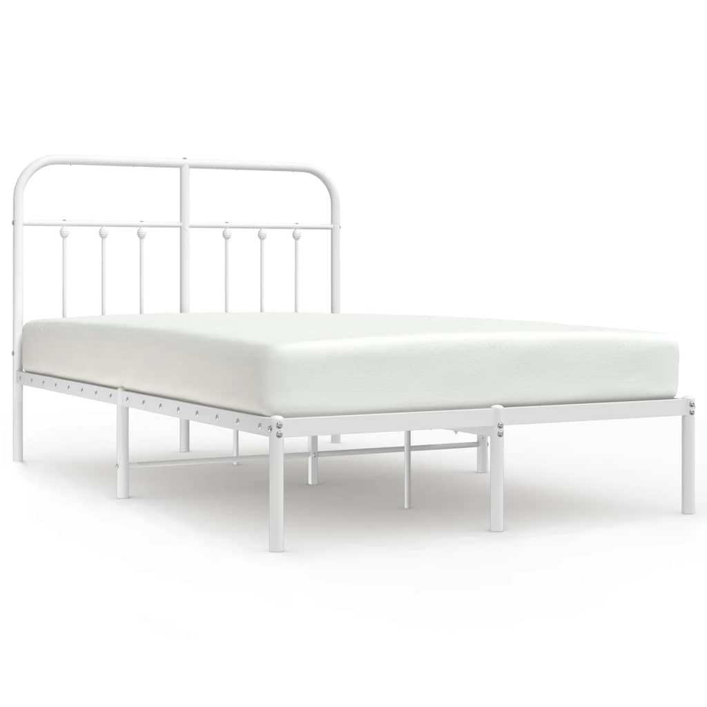 Łóżko Białe Metalowe Rama Łóżka Ze Stelażem Do Sypialni Pokoju 120x190 cm