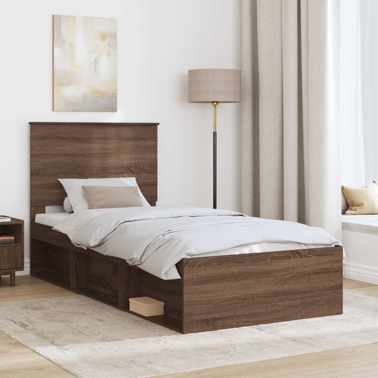 Cadre de lit Chêne brun 90 x 200 cm Bois de pin massif - 3