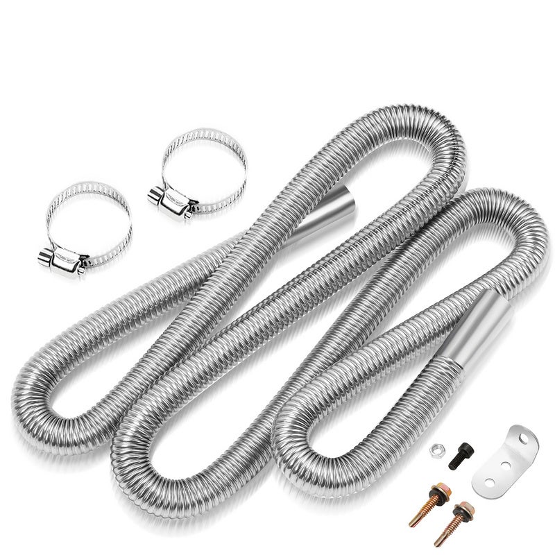 Tubo Di Scarico Per Riscaldatore Diesel 150 Cm | In Acciaio Inox 304 Con 2 Fascette | Riduzione Rumore Per Generatore E Auto