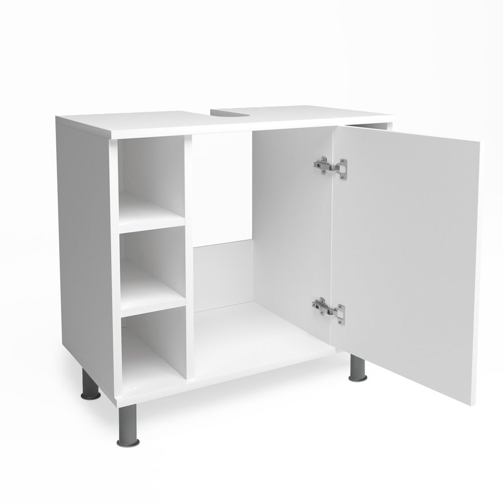Meuble Sous Vasque Vicco Perry - 60x55,6x31,1 Cm - Béton Mat Et Blanc - Avec étagères, Rangement Salle De Bain - 9