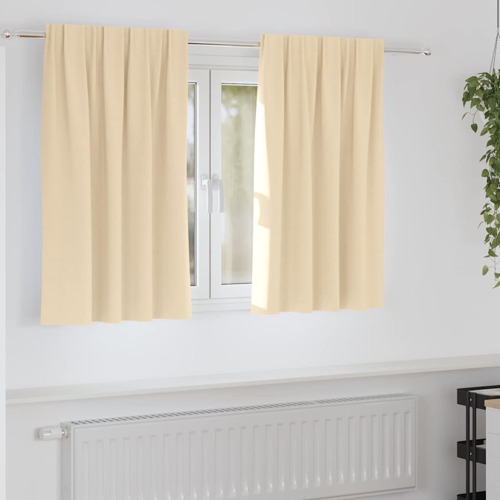 Firany blackout z kółkami 2 pcs Kremowy 140 x 140 cm Poliester vidaXL
