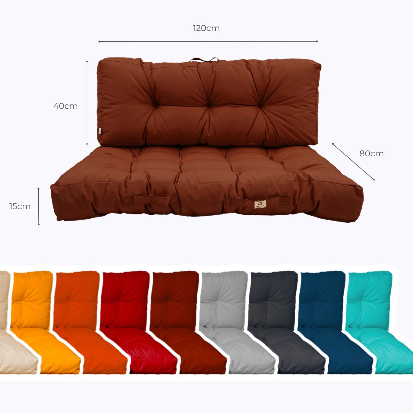Coussins matelas pour palette 120X80X20 en polyester terracotta - 5