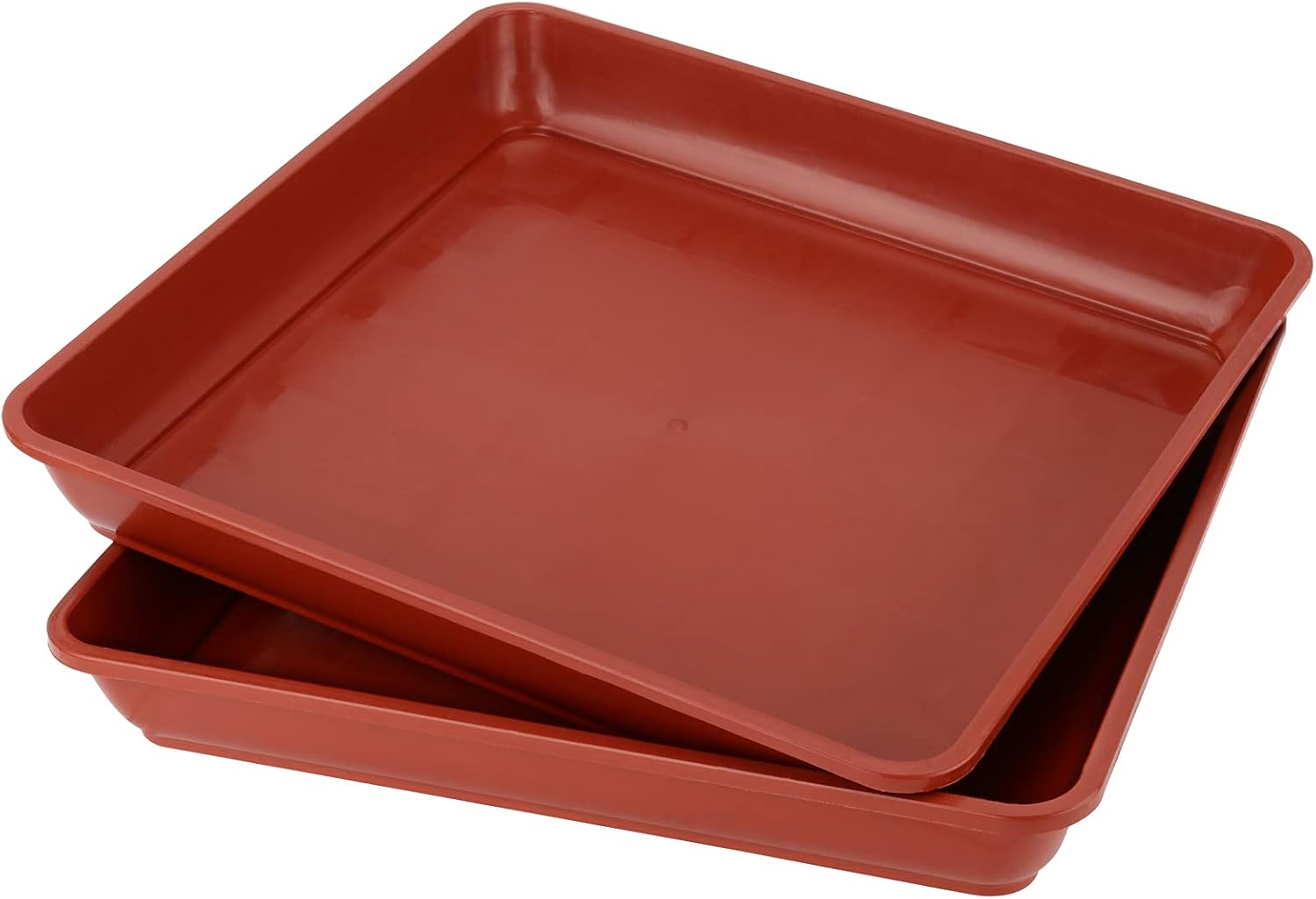 Ceglanoczerwona plastikowa doniczka 35*35 cm, kwadratowa, z tacką ociekową, odpowiednia do użytku wewnątrz i na zewnątrz, 2 sztuki