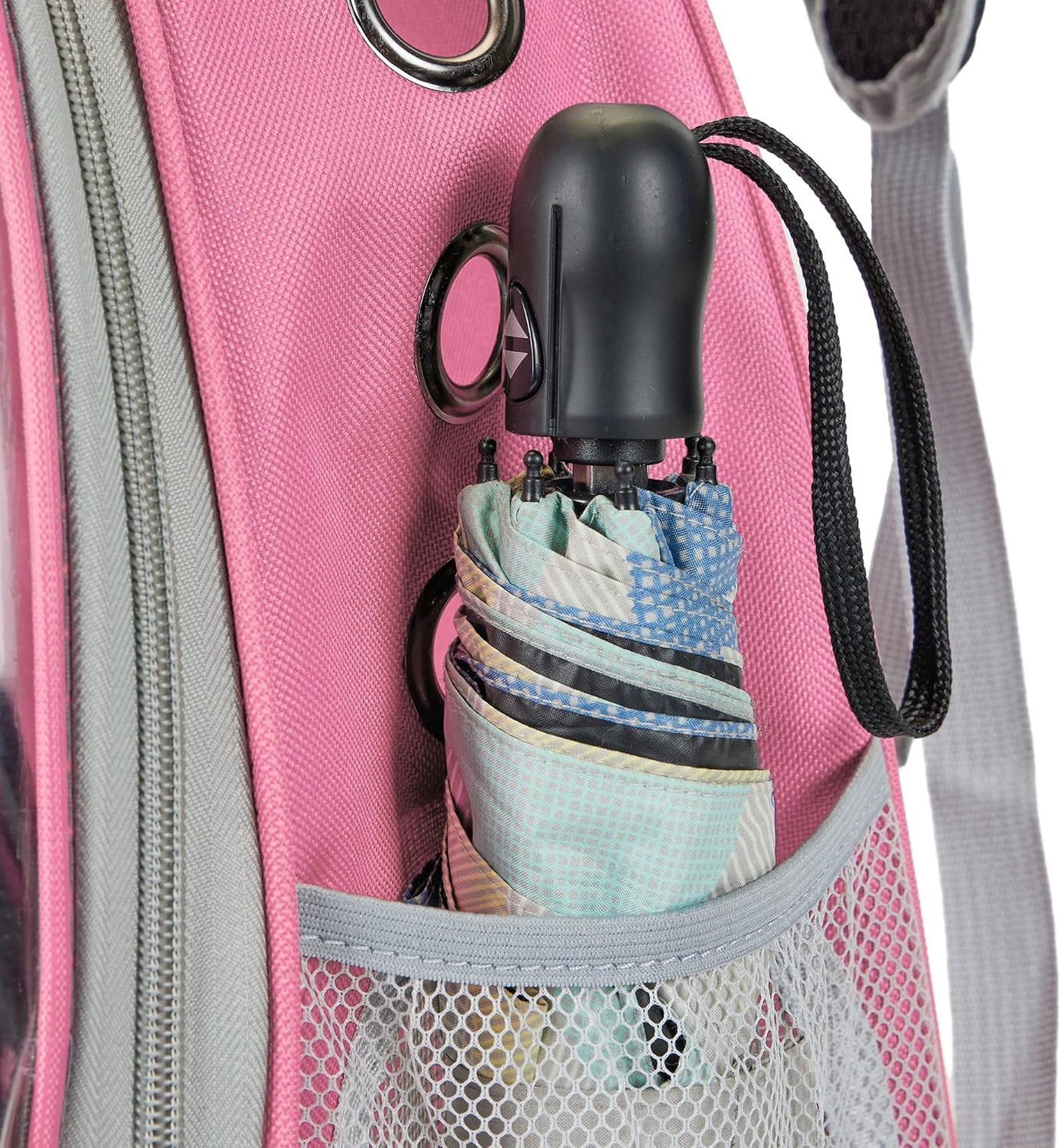 Mochila transparente para transportar gatos e cães de pequeno porte (rosa) - 6