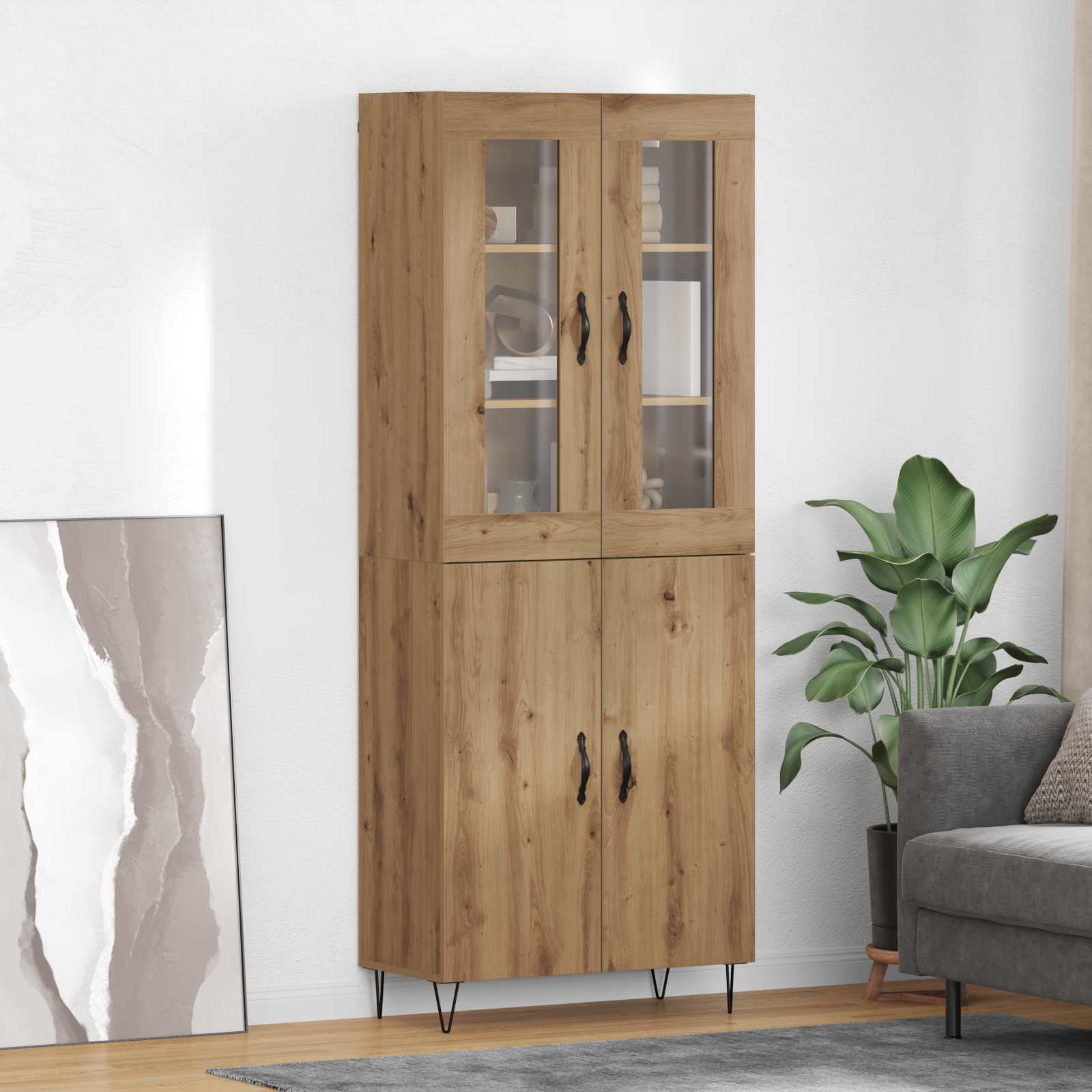 Aparador alto roble artesanal 69,5 x 34 x 180 cm