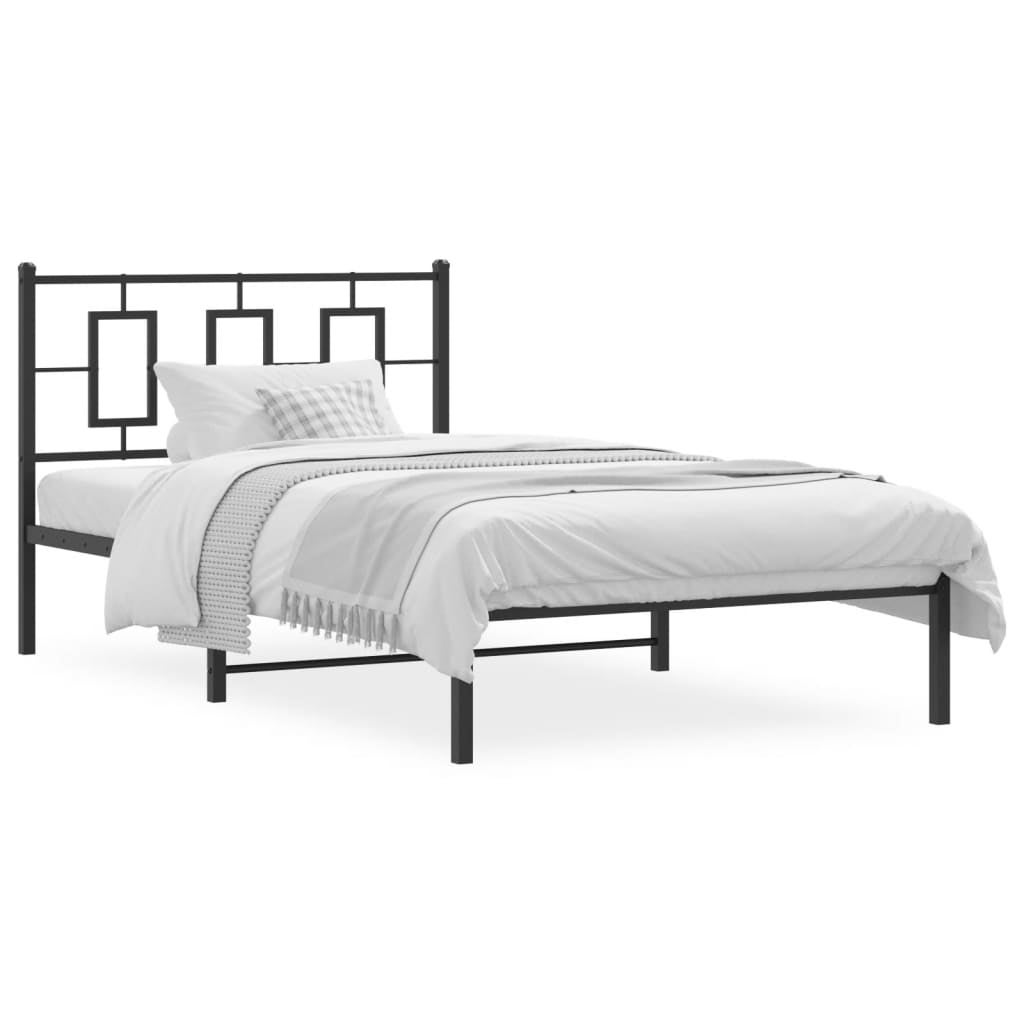 Łóżko Metalowe Czarne Rama Łóżka Ze Stelażem Do Sypialni Pokoju 107x203 cm