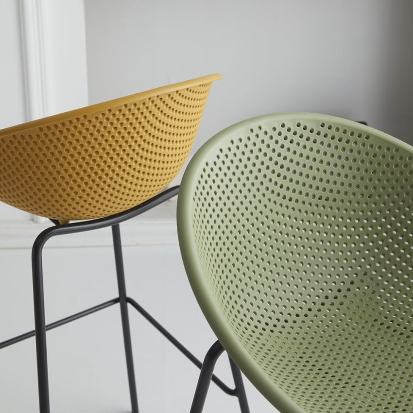 Sgabello alto design moderno per cucina bar ristorante h73cm Flaund - Giallo - 9