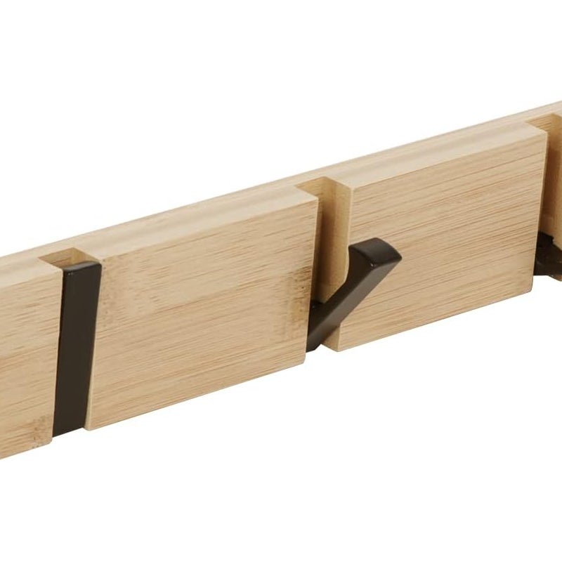 Wieszak Ścienny z 3 Chowanymi Haczykami, Wieszak na Płaszcze do Zawieszania Płaszczy, Szalików, Torebek i Innych, Naturalny