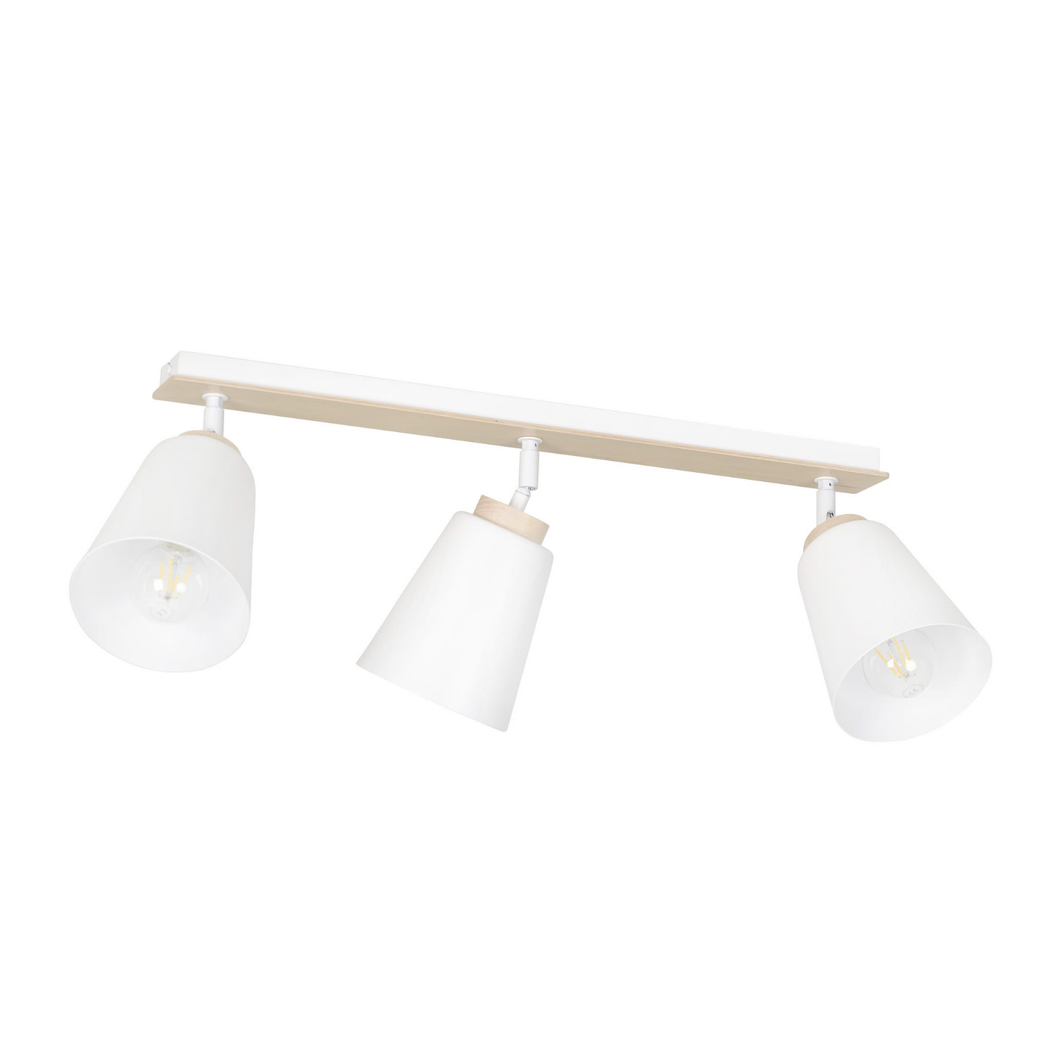 Reflektor sufitowy spot natynkowy Atlas listwa biały jasne drewno 3xE27x15W metal Emibig