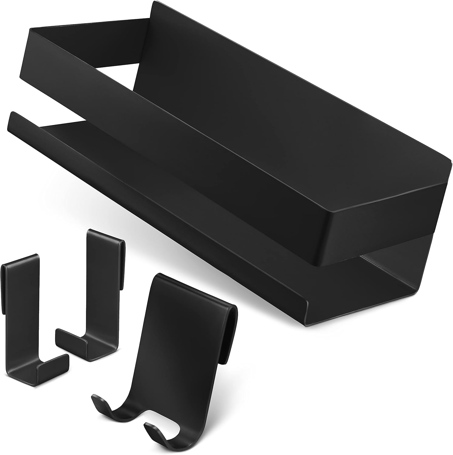 Półka prysznicowa, półka łazienkowa bez wiercenia - stal nierdzewna S304 - lite (czarne)