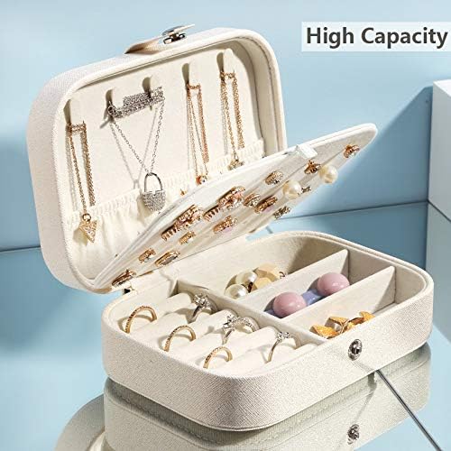 Generic Boîte De Rangement à Bijoux Femme En Flanelle Douce – Coffret à 2 Couches Avec Couvercle Et Serrure, Grand Espace De Rangement Pour Bagues, Boucles D'Oreilles, Bracelets Et Colliers – Idéale