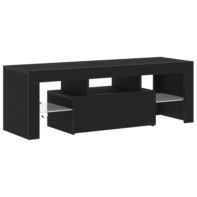 Rack de TV | Armário de TV | Cabinete de TV com Luzes LED Carvalho Preto 120x35x40 cm CFW10863