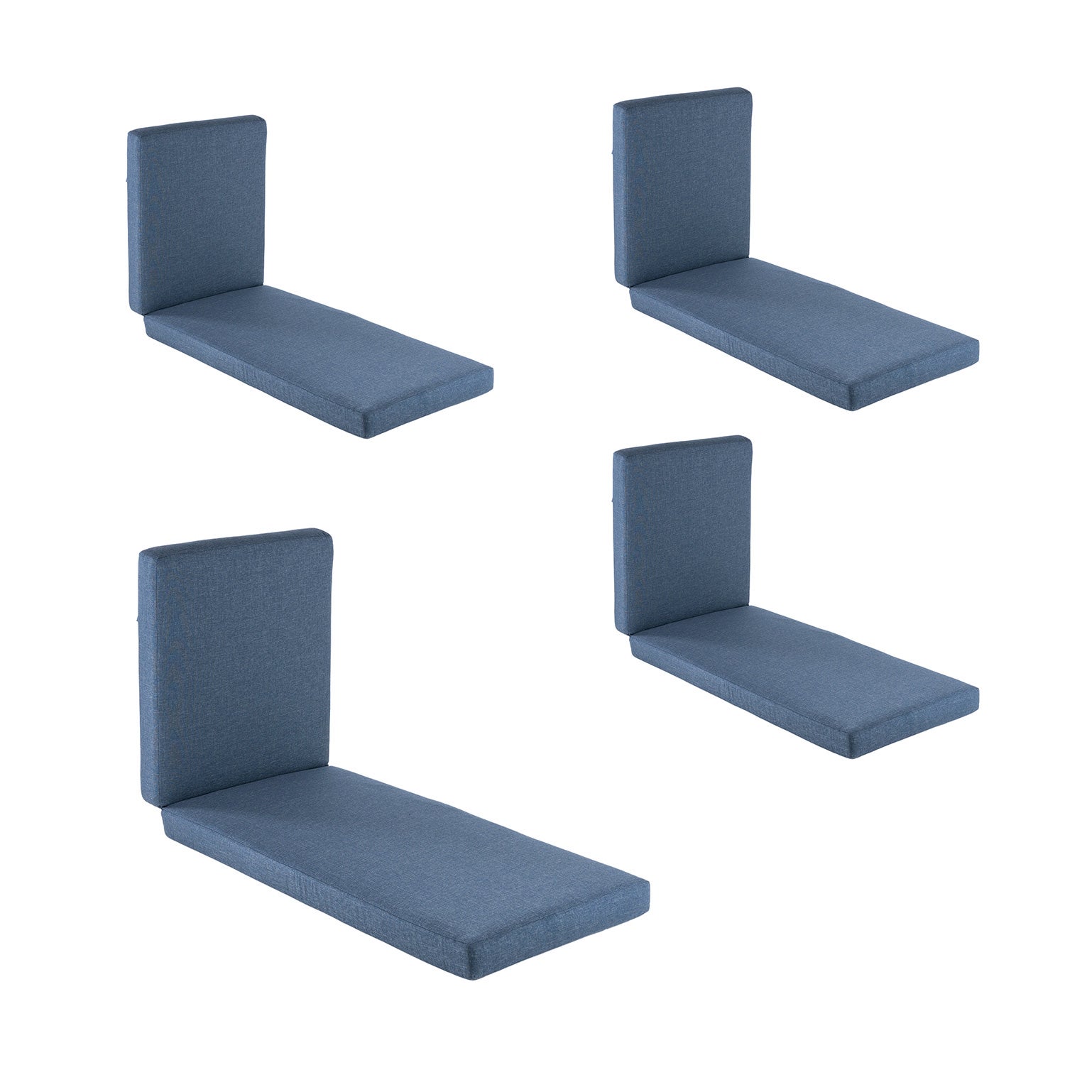 Pack de 4 cojines para tumbona olefin azul 190x60x10 cm