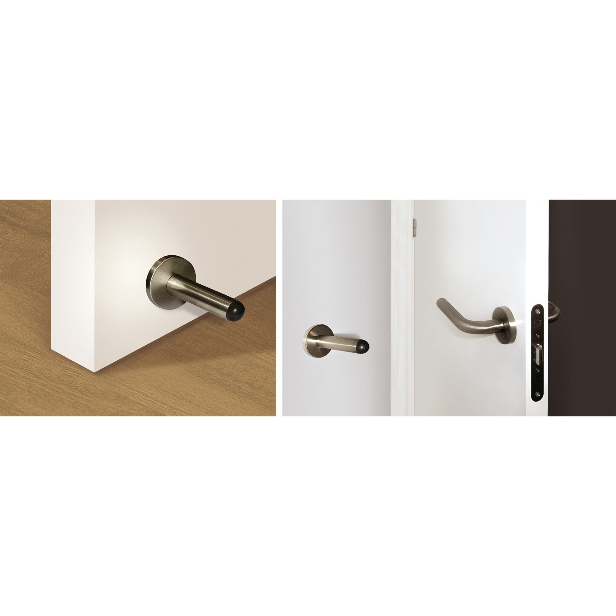 Bloc porte | Style fonctionnel | Protège les murs et les portes contre les impacts | Fabriqué en acier inoxydable | Finition inox mat | Mesures - 4
