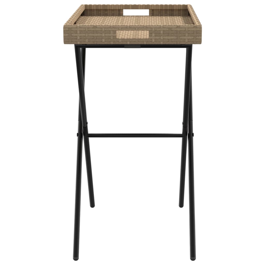 Maison Exclusive - Mesa con bandeja plegable ratán sintético beige 65x40x75 cm - 6