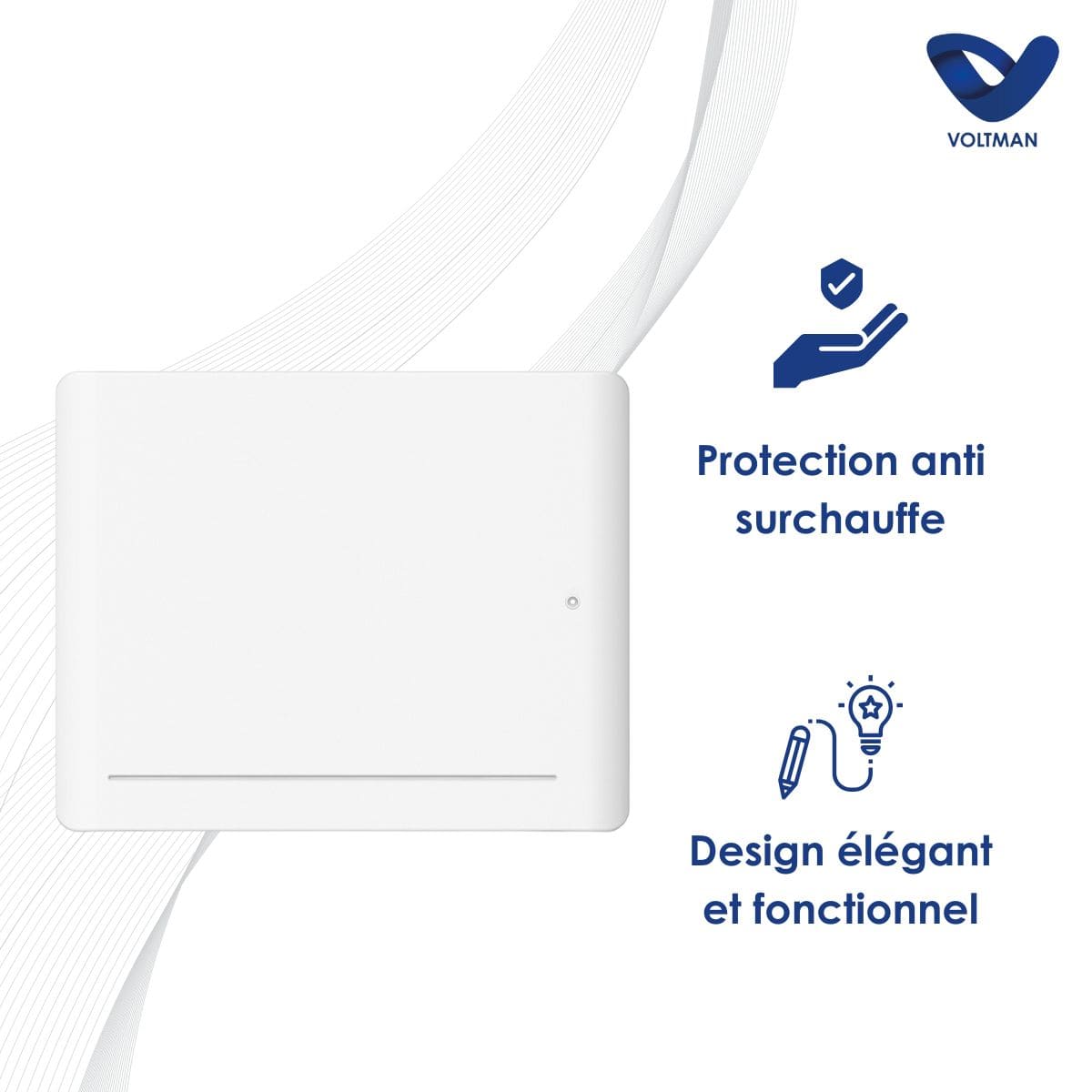 Chauffage électrique chaleur douce Leia - 1500W - Blanc - Voltman - 2