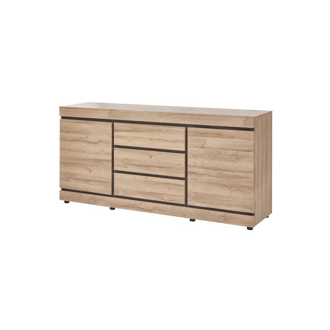 Buffet Bas Meuble Cuisine 2 Portes 2 Tiroirs Chêne et Blanc Buffet Bas Meuble Cuisine 2 Portes 2 Tiroirs Chêne et Blanc