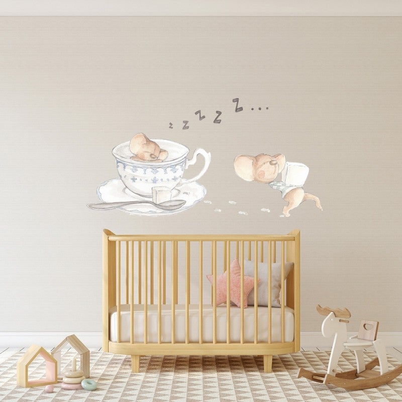 Sticker Mural Enfant Petites Souris Tea Time Leroy Merlin