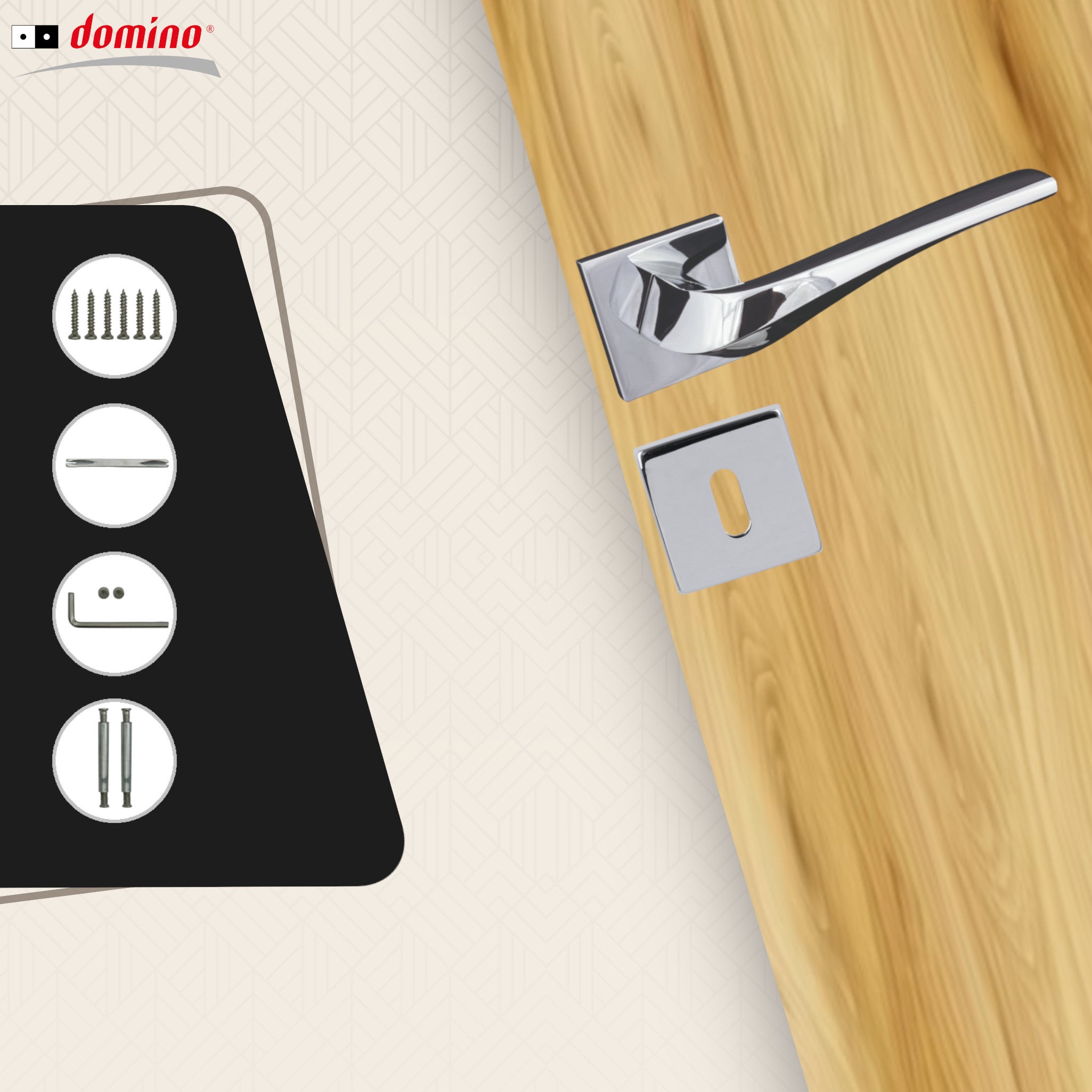 DOMINO Klamka ADEL-QR slim M6 chrom BB - 4