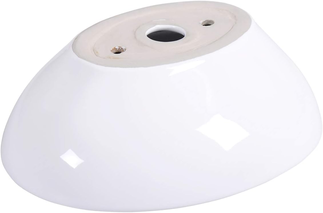 Vasque à Poser, Combinaison de Drainage Pop-Up, Lavabo Ovale, Évier en Céramique Moderne pour Salle de Bain, Hôtels, 41 x 33,5 x 14 CM Blanc - 4