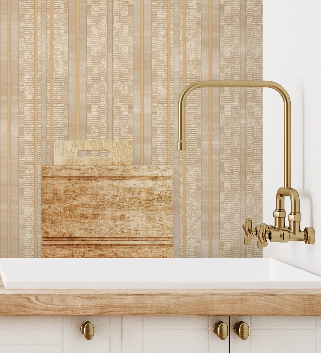 Papel pintado vinílico lavable de rayas ocre con textura en relieve - enzo stripes 681663 de gaulan - rollo de 10 m x 1,06 m