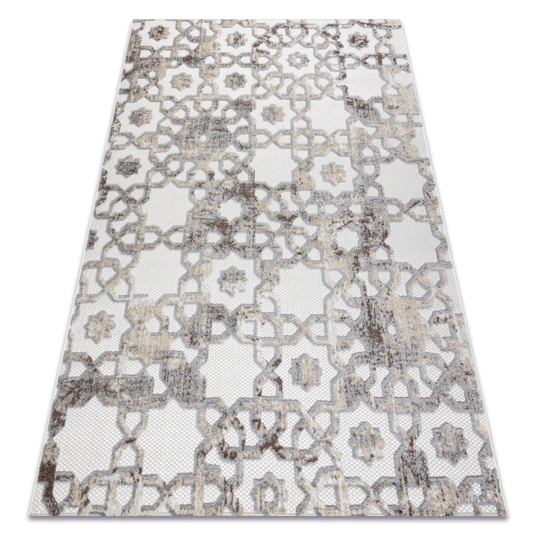 Dywan Strukturalny SOLE D3882 Ornament - płasko tkany beż / szary 120x170 cm