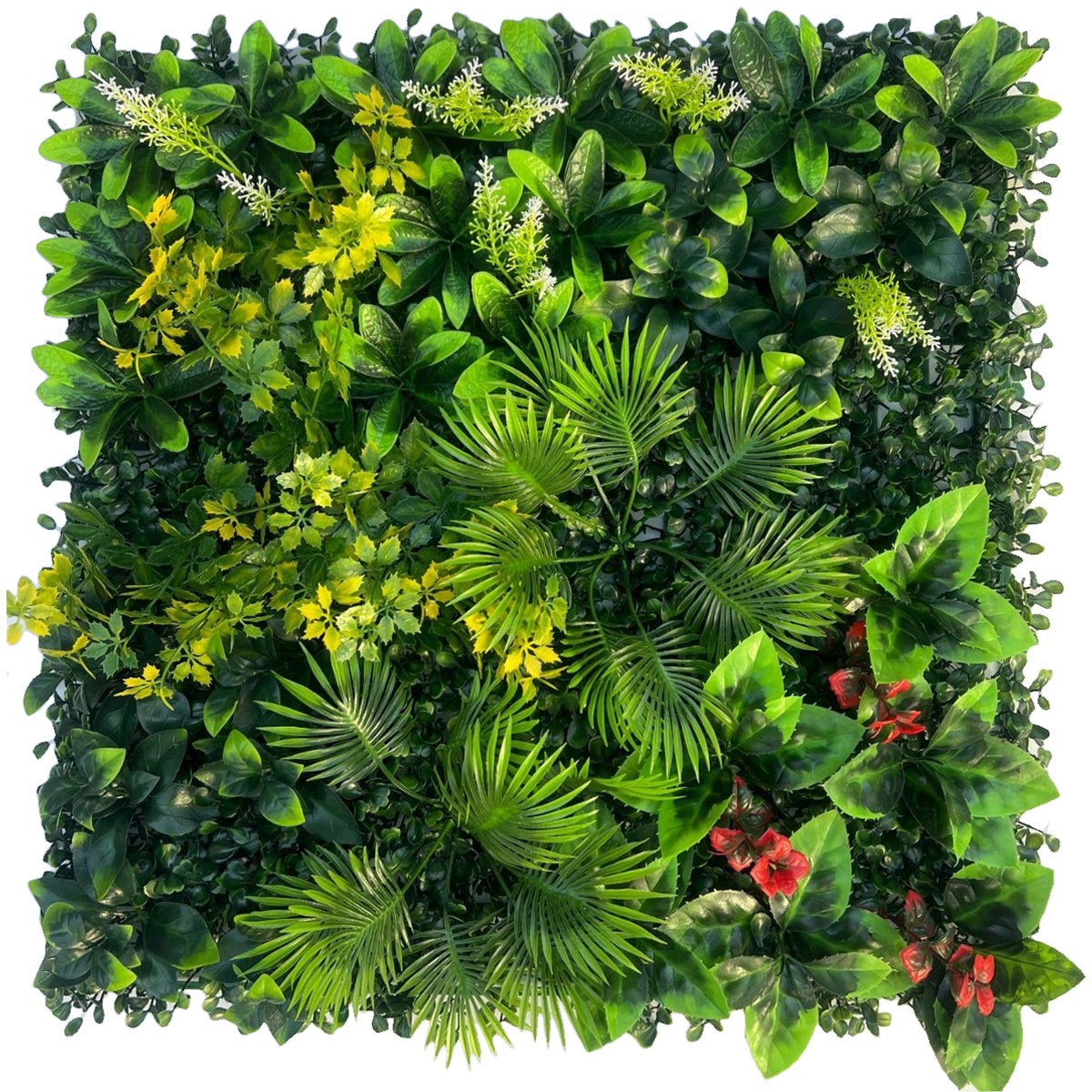 Sztuczny żywopłot 50 cm x 50 cm, ochrona i prywatność w ogrodzie, ściana ze sztucznej trawy, ochrona przed promieniowaniem UV (1 szt.)