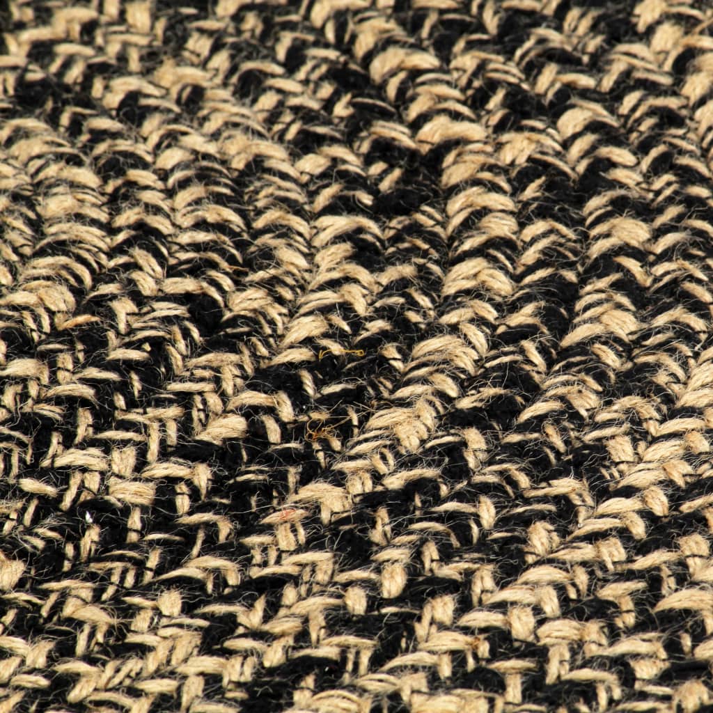 Tapis fait à la main Jute Noir et naturel 150 cm - 4