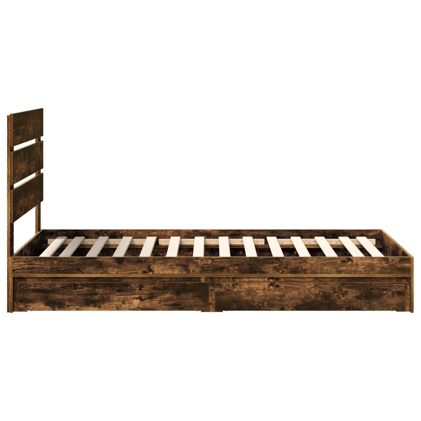 Lit avec rangement, panneau de bois, chêne fumé, pour la chambre, 90 × 190 cm - 9