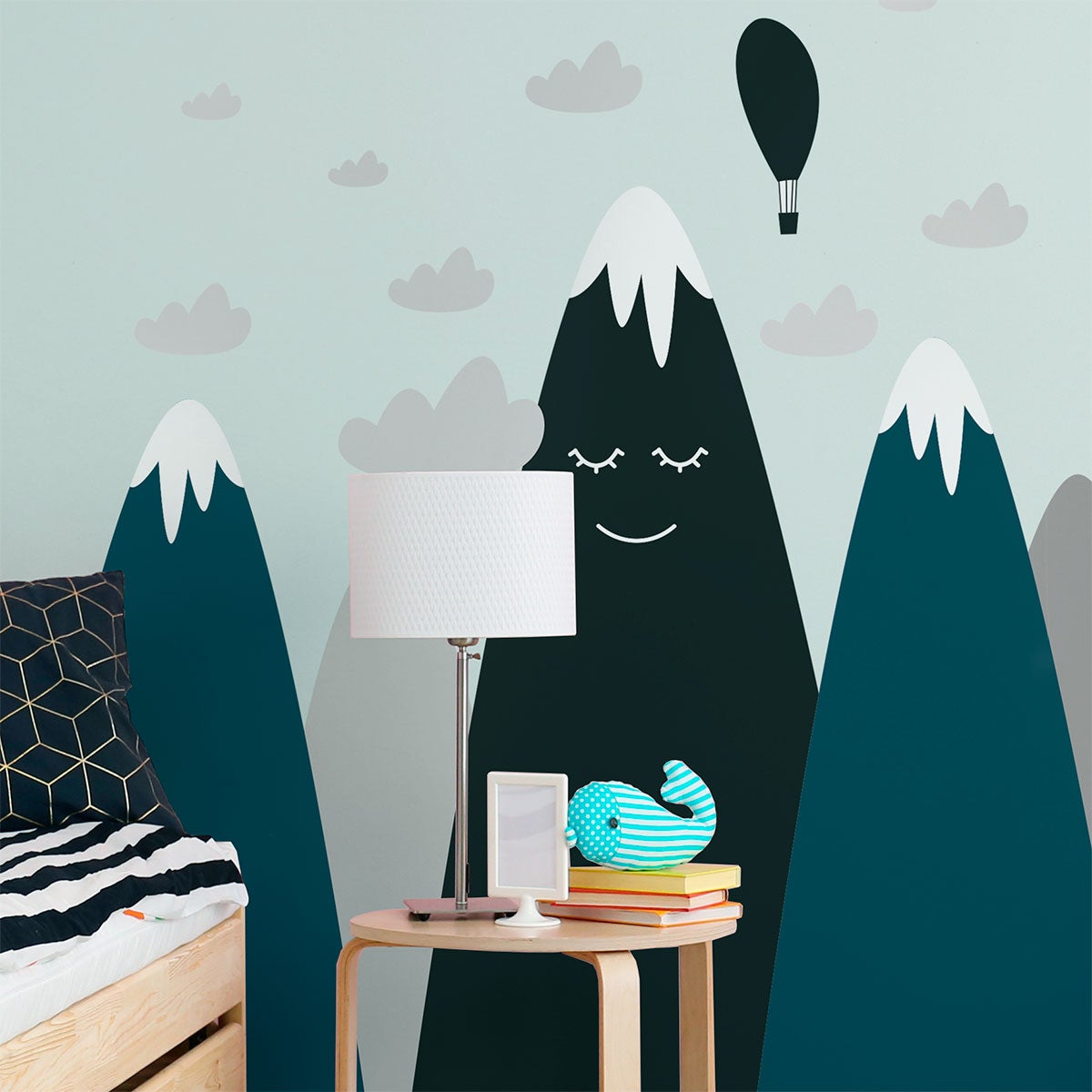 Vinilo niño escandinavo de montaña jaminka - adhesivo de pared - revestimiento sticker mural decorativo - 90x135cm - 5