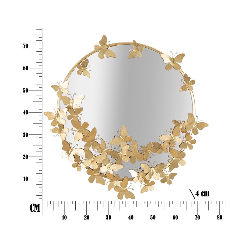 Specchio rotondo da parete dorato con farfalle decorative 74cm Butterfly S - 9