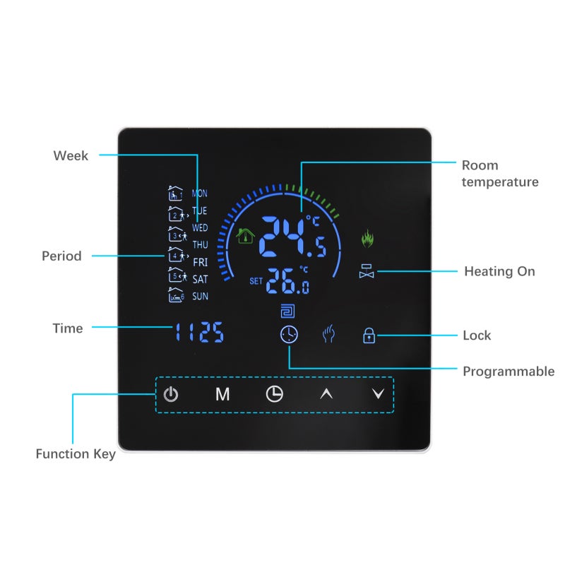 Thermostat intelligent pour chauffe-eau avec écran LCD, programmable sur 5+2 semaines, version standard 90-240 V - 3