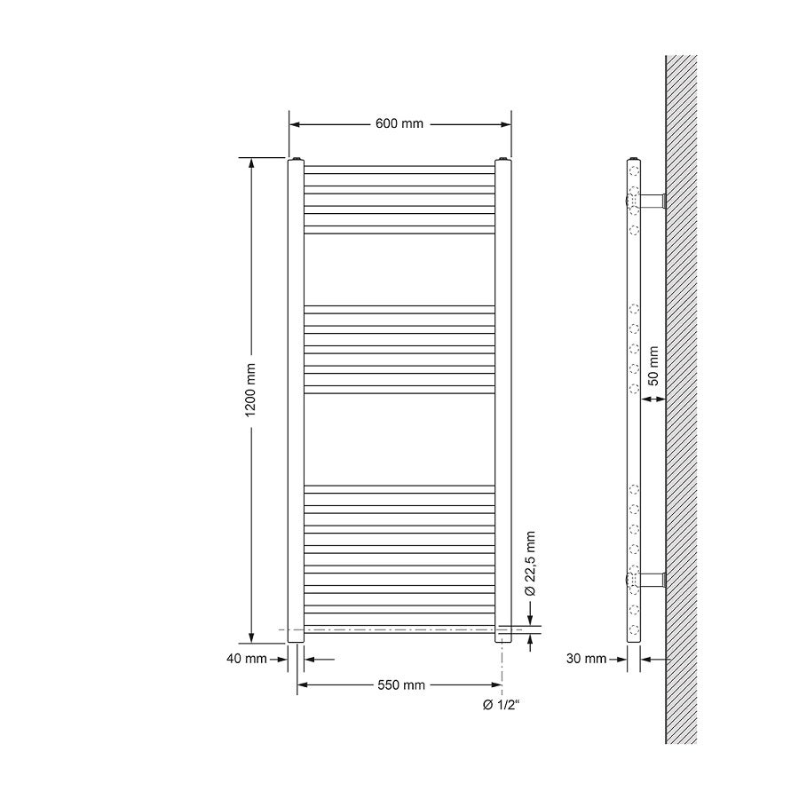 LuxeBath Radiateur Électrique Salle De Bain Sahara 600x800mm Blanc 300W - Sèche-Serviettes Avec Thermostat Digital Et Minuterie