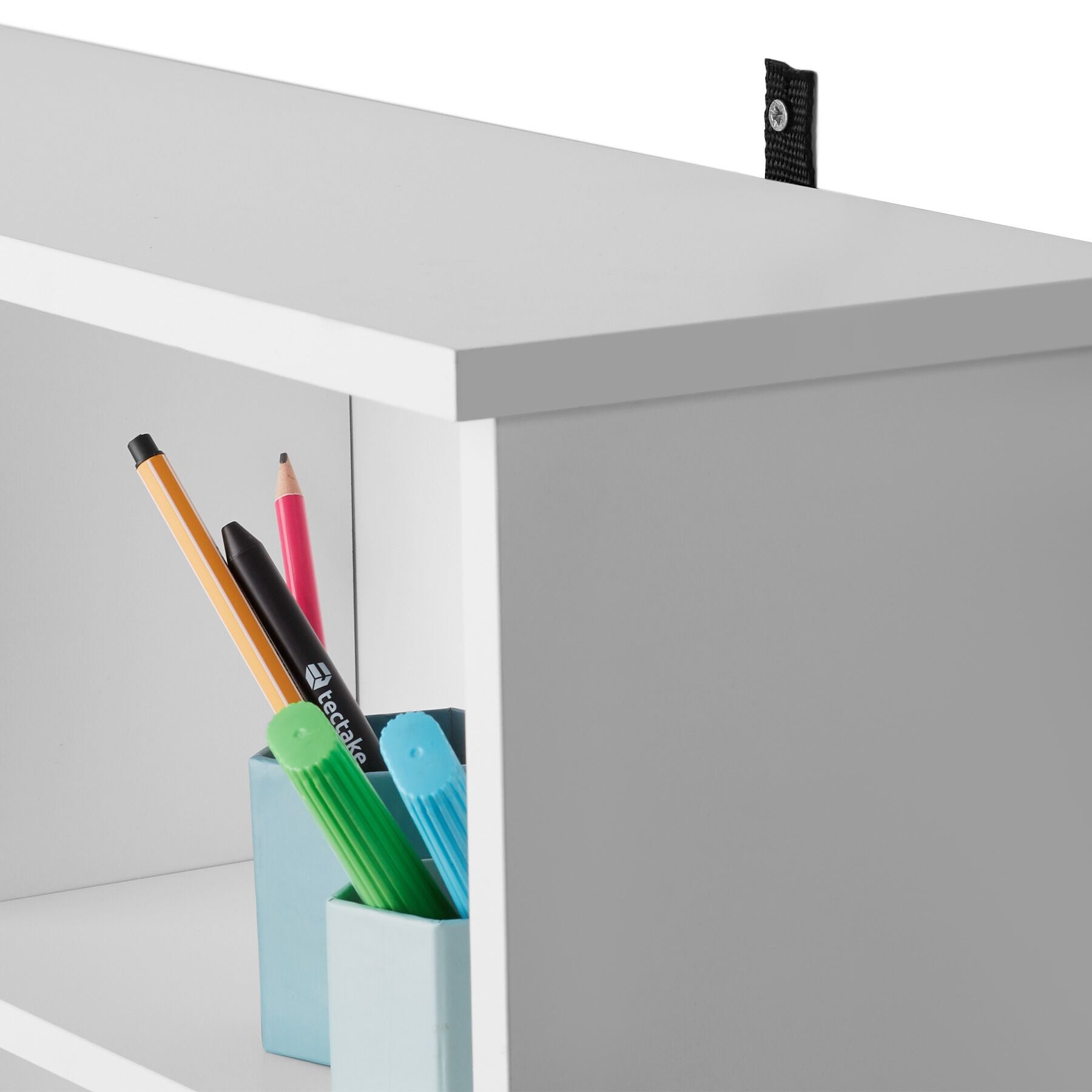 Estantería para DVDs y CDs de madera MDF con 21 espacios ajustables en altura, 105,5x19x136,5 cm, blanco mate TECTAKE - 5