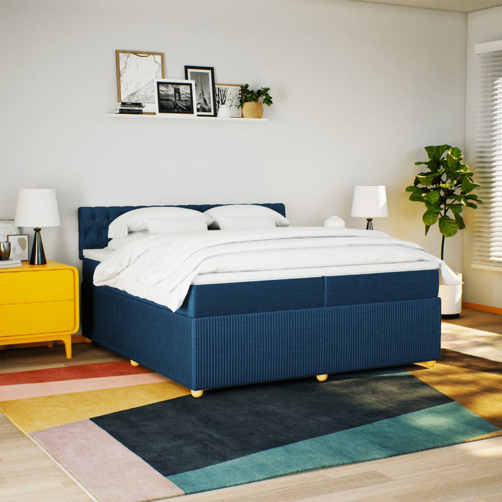 Maison Exclusive - Sommier à lattes de lit avec matelas Bleu 200x200 cm Tissu - 3