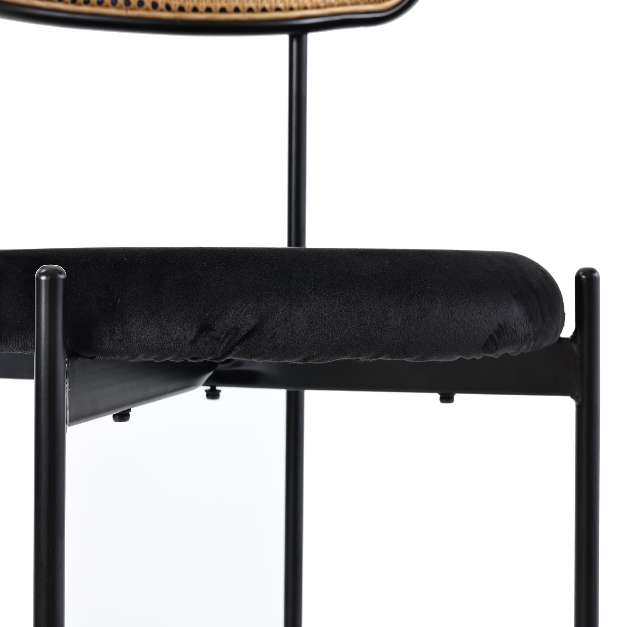Chaise de salle à manger lot de 4 moderne design épuré structure métal rotin noir salon chambre - 6