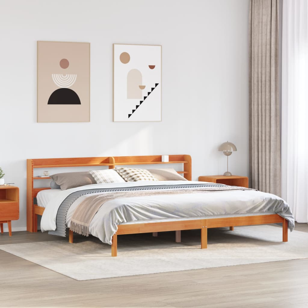 Łóżko Drewniane Brązowe Rama Łóżka Ze Stelażem Sypialnia Pokój 180x200