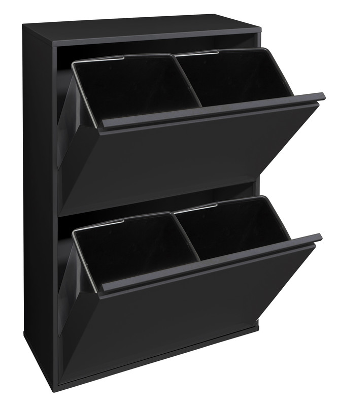 ARREGUI Basic CR606 B Cubo de basura y reciclaje de acero de 4 cubos mueble de reciclaje 4 x 17 L 68 L negro Leroy Merlin