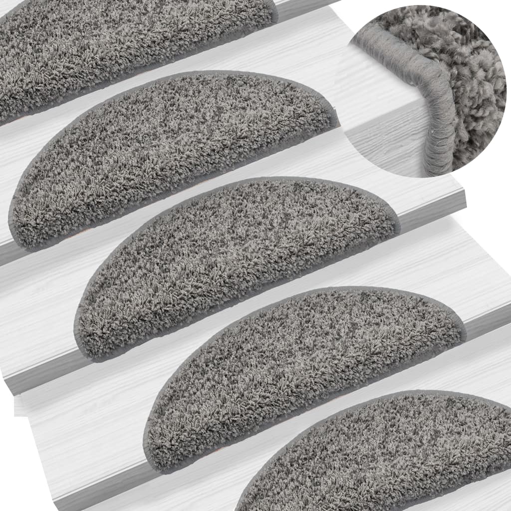 Maty na schody 10 szt. 56x17x3 cm Szare półokrągłe vidaXL