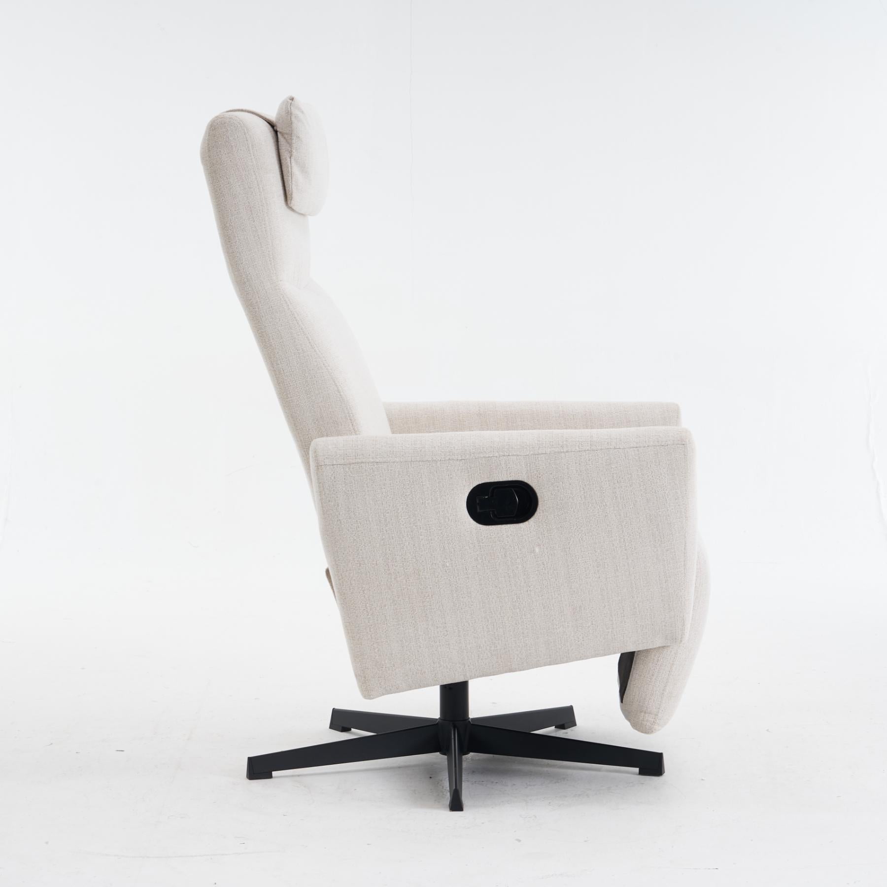 Fauteuil relax avec fonction inclinable, tissu chenille confortable, fauteuil pivotant 360° avec repose-pieds, moderne pour salon - 2