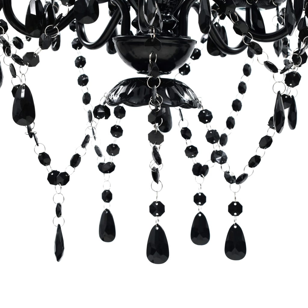 vidaXL Lustre avec 5 ampoules Crystal noir - 5