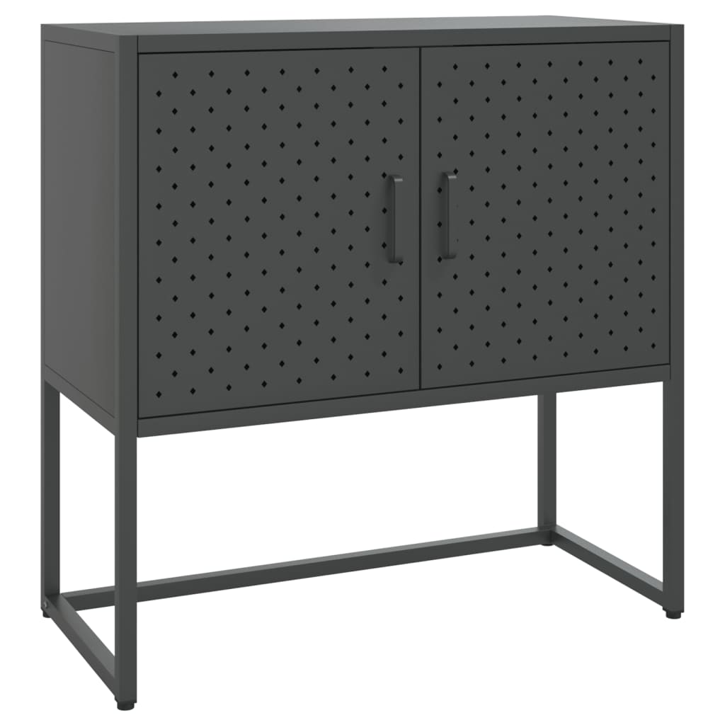 VidaXL Credenza Antracite 75x35x105 Cm – Acciaio E Vetro Con Ripiani Regolabili E Fissaggio A Parete - 2