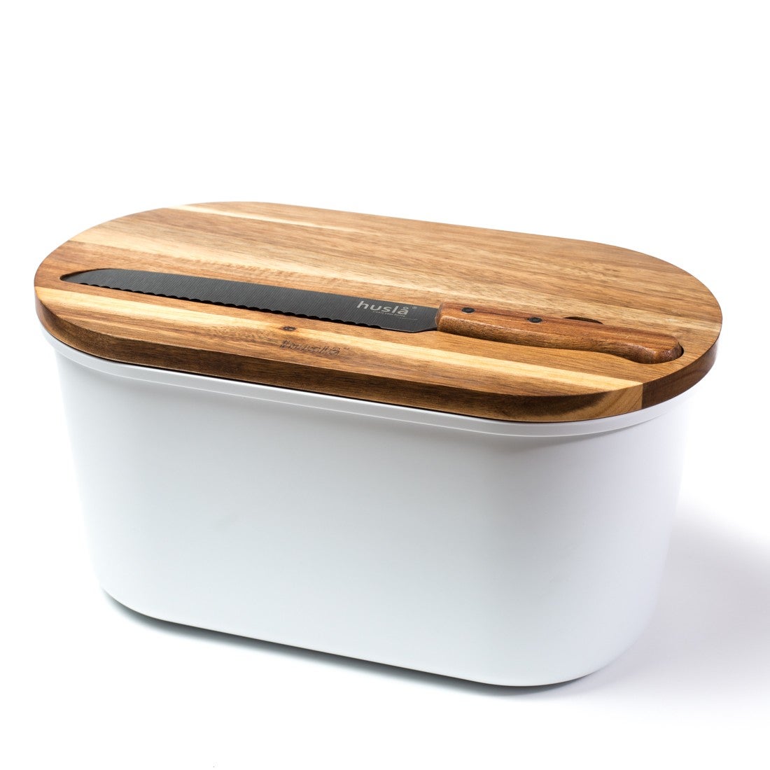 Chlebak ACACIA z deską i nożem 37,5x19x21,5 cm Husla