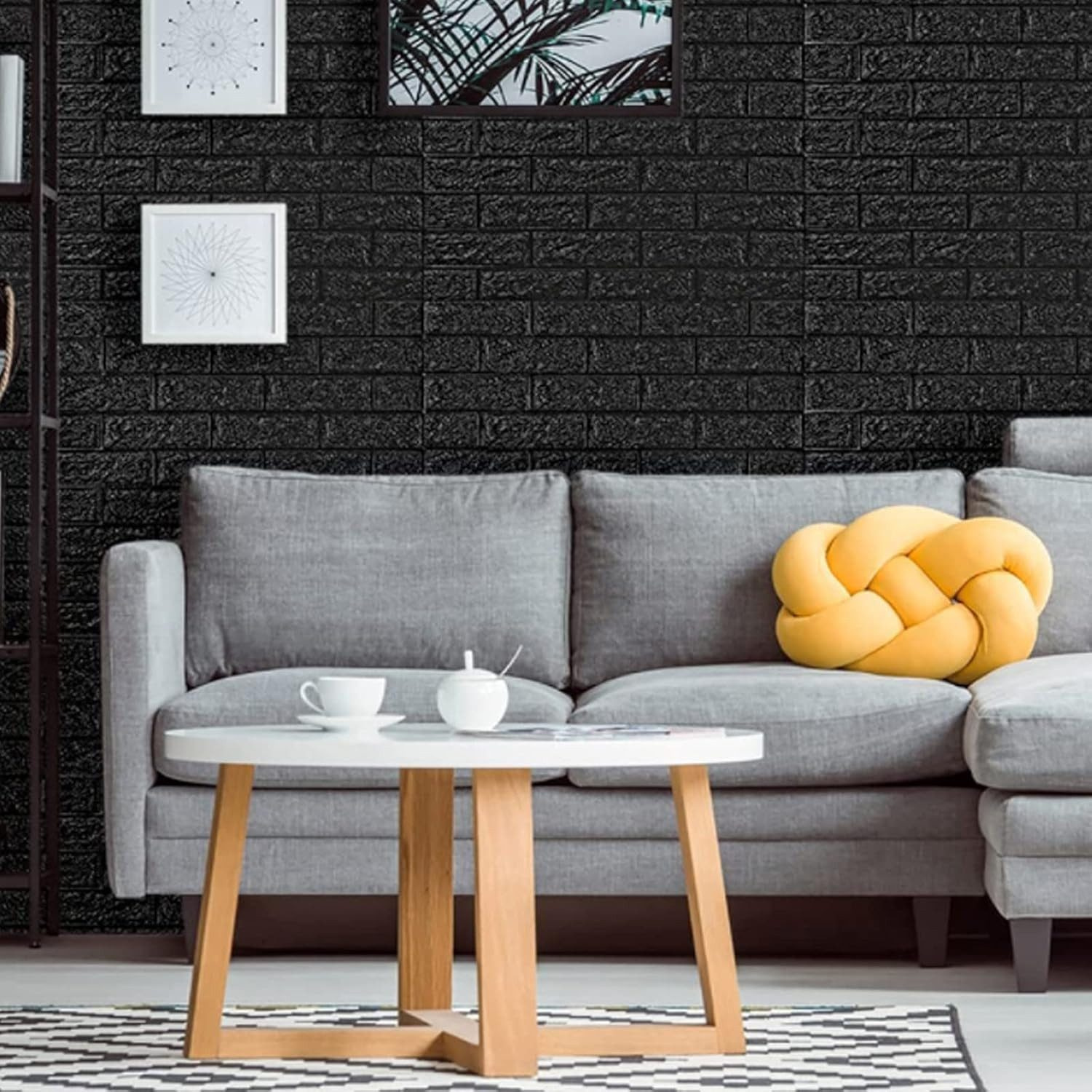 10 piezas de paneles de pared autoadhesivos 3D de 35x38 cm, papel pintado de pared DIY, adecuado para cocina, dormitorio, sala de estar, negro - 4