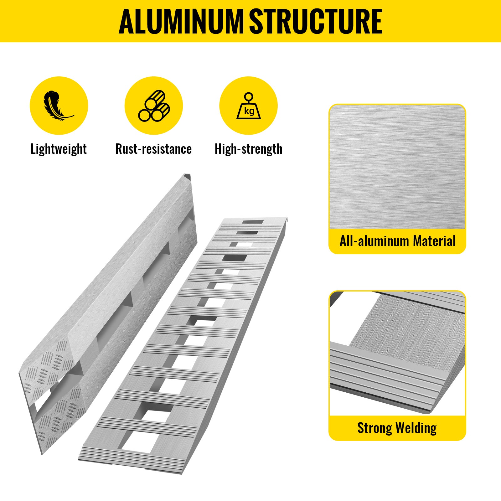 Rampes en aluminium SucceBuy 84 x 14 pouces,capacité de 6 000 LBS pour voiture,remorque,camion et VTT,1 paire (2 rampes) - 8