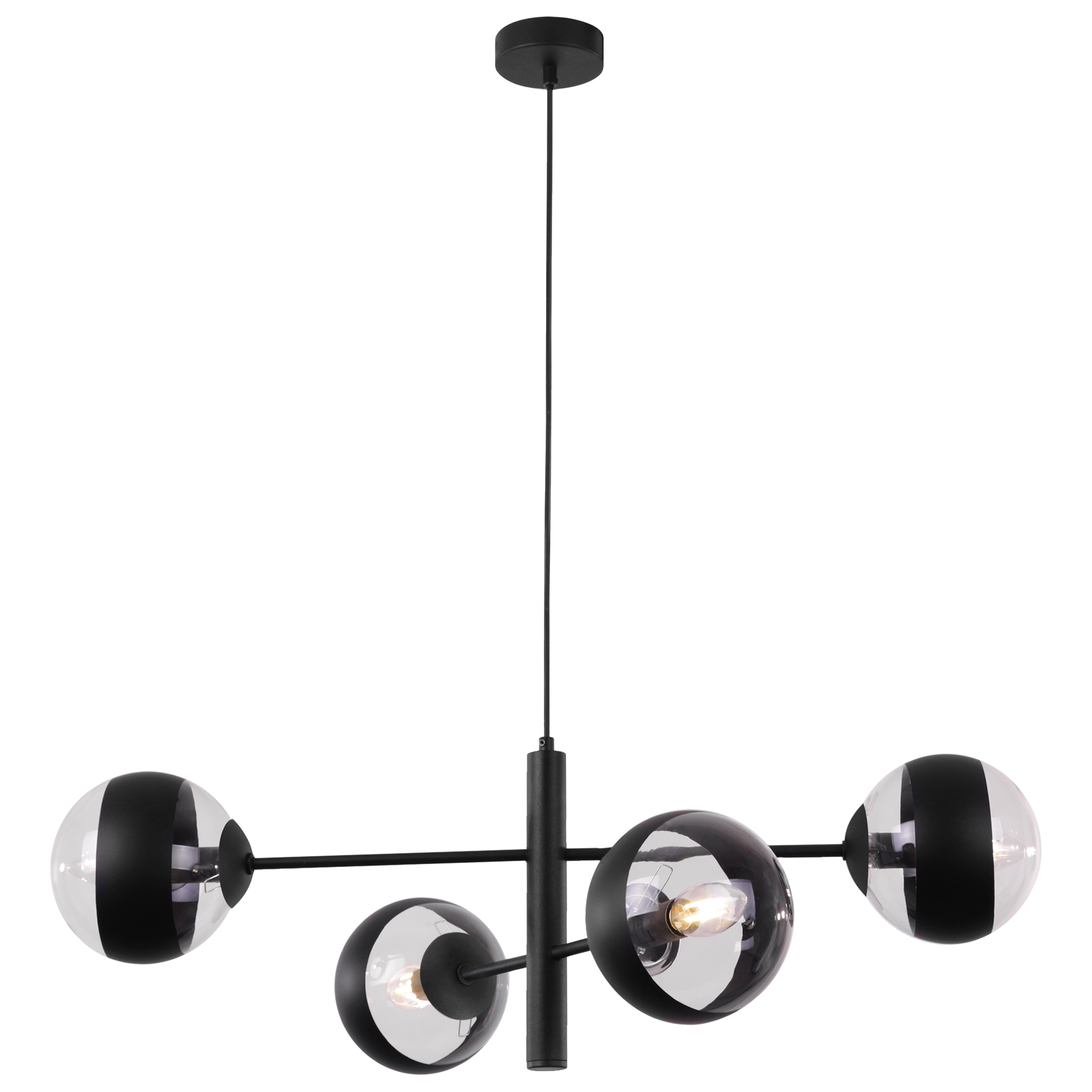 Lampa sufitowa wisząca Toledo czarna modern 4xE14 klosz kula bezbarwna Light Home LH