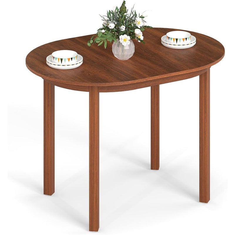 Stół Jadalny z Drewna Kauczukowego, Stół Kuchenny dla 4 Osób, Solidne Nogi z Litego Drewna, Antypoślizgowe Nakładki, 110 x 78 x 77 cm (Owalny)